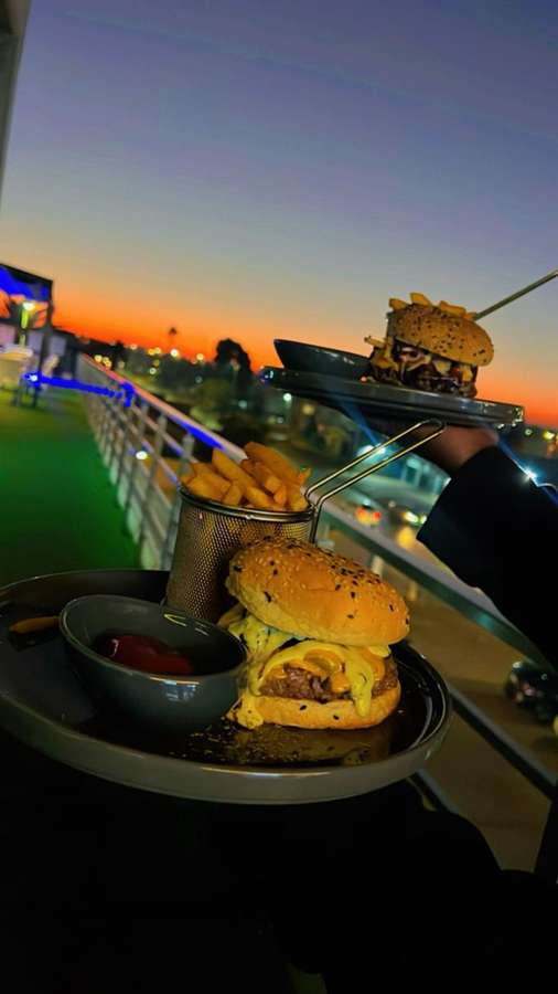 Burger rooftop orange horizon