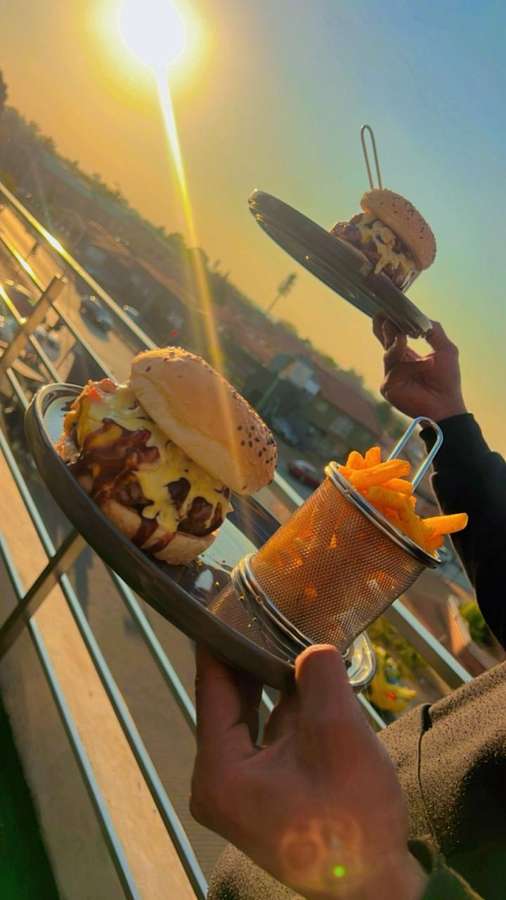 Burger glowing in sunlight