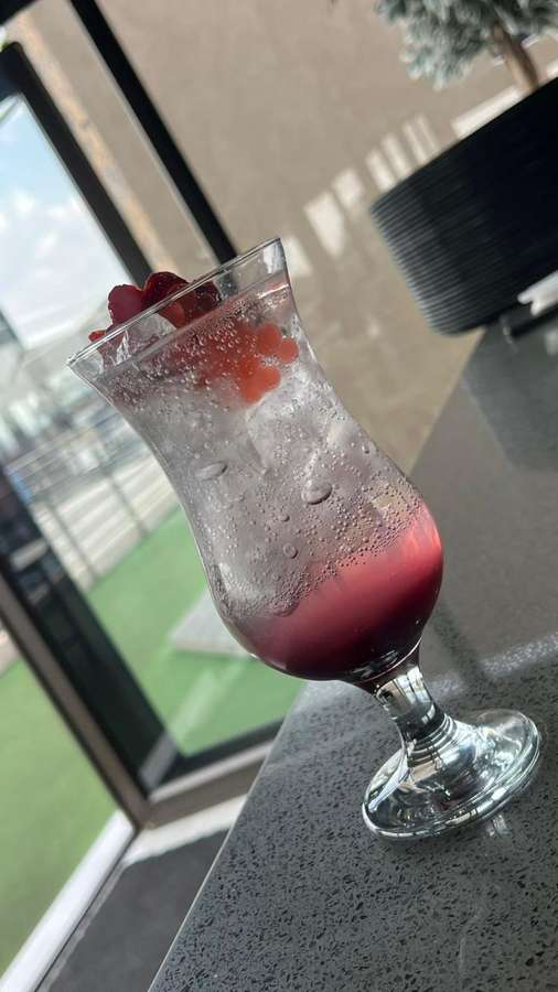 Strawberry mocktail on granite