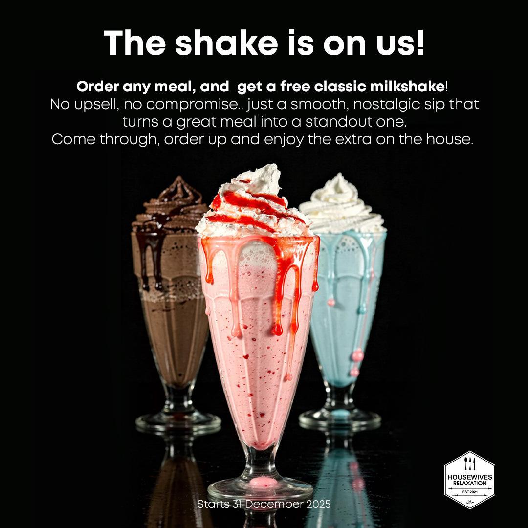 Free milkshake with any meal promo