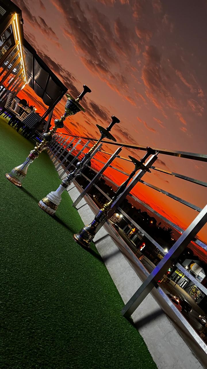 Sheesha lineup at fiery sunset